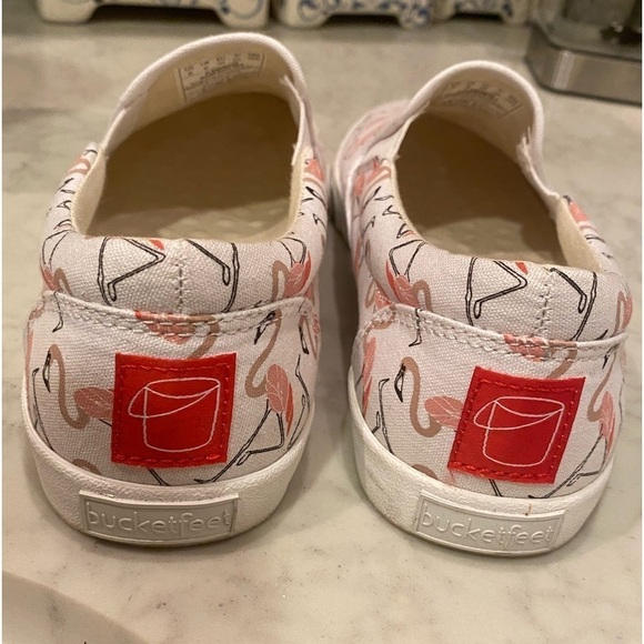 Bucket Feet Flamingo Slide On Canvas Shoes 8 - Picture 6 of 12